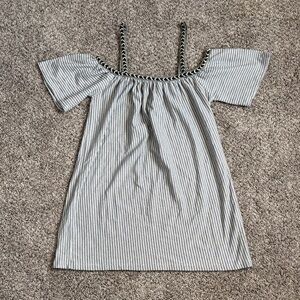 Pull&Bear Navy and White Striped Dress